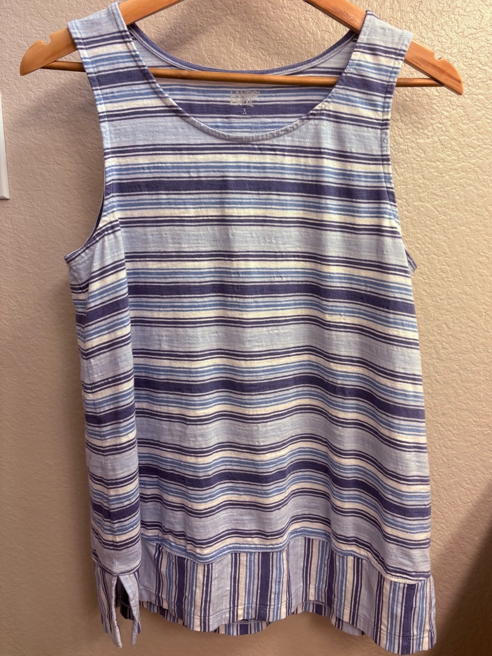 Lands End Ladies Sleeveless Cotton Blue Stripe Tunic Size Small